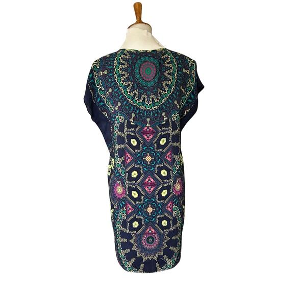 Maeve Anthropologie Silk Tunic Dress – Boho Print, XS/S, Navy Multicolor - Picture 4 of 5